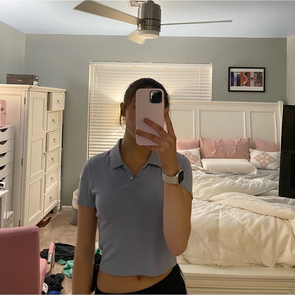 American Eagle Outfitters Tops - AE collared crop tshirt